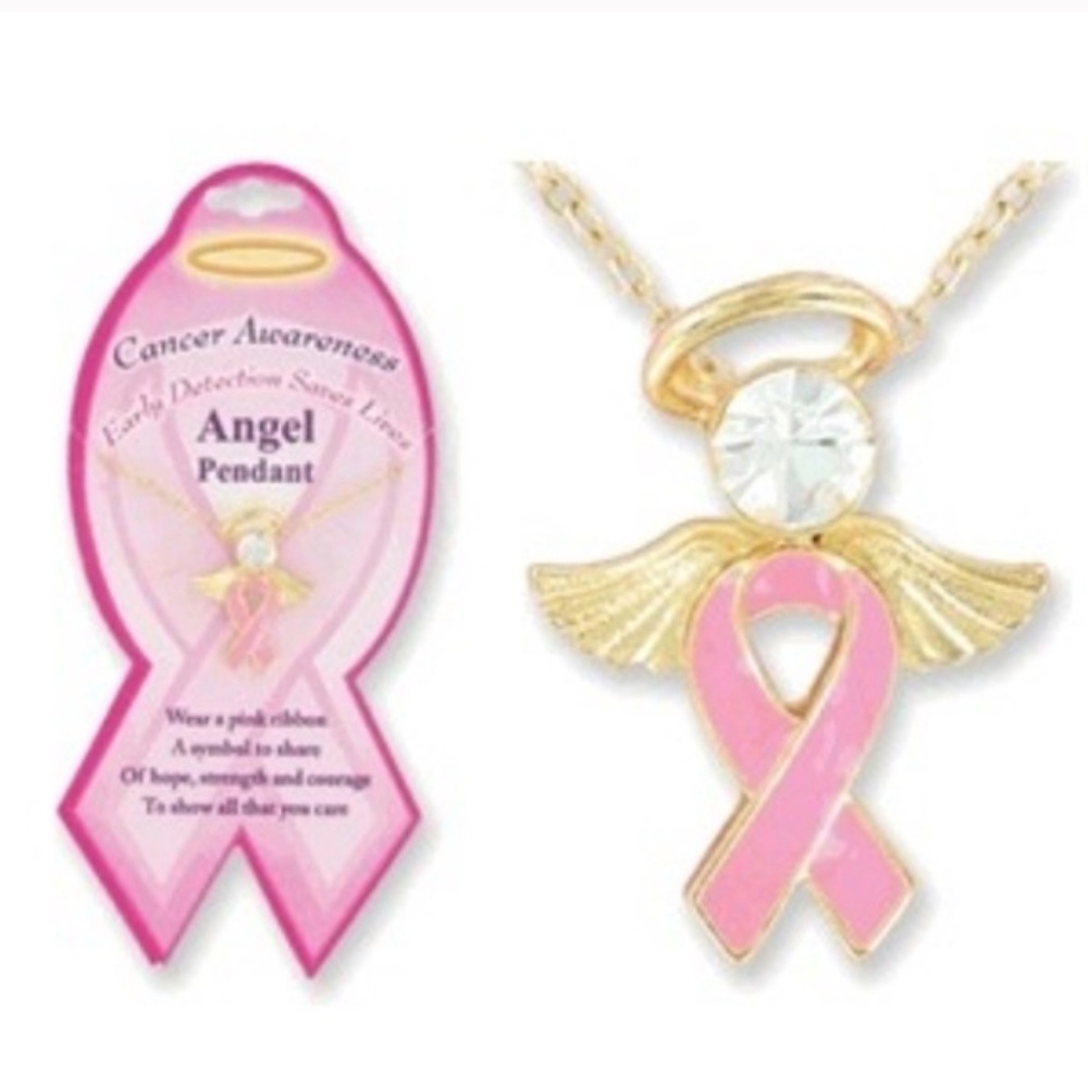 Breast Cancer Awareness Pink Angel Necklace